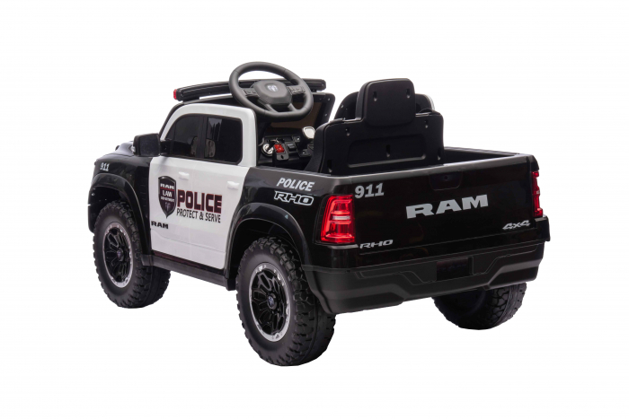 Masinuta electrica Premier RAM 1500 RHO Politie, 12V, roti cauciuc EVA, scaun piele ecologica, negru [13]