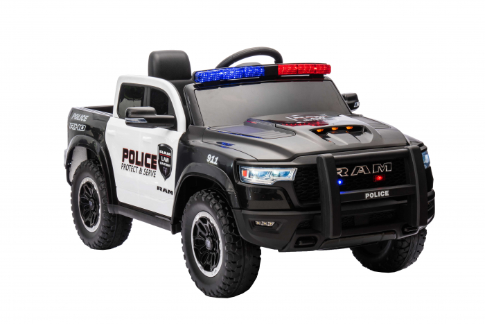 Masinuta electrica Premier RAM 1500 RHO Politie, 12V, roti cauciuc EVA, scaun piele ecologica, negru [6]