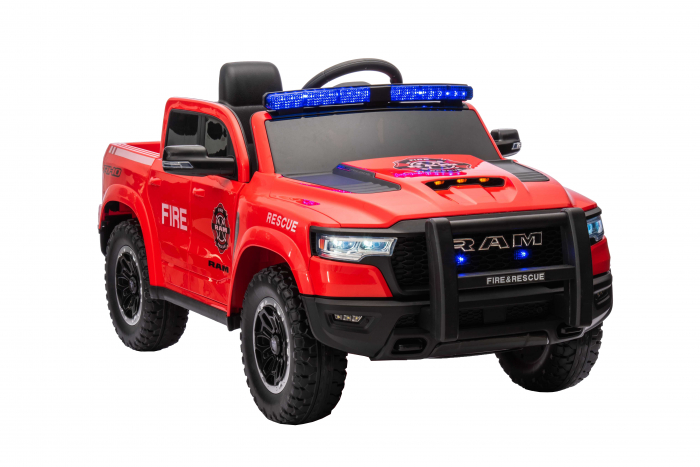 Masinuta electrica Premier RAM 1500 RHO Pompieri, 12V, roti cauciuc EVA, scaun piele ecologica, rosu [8]