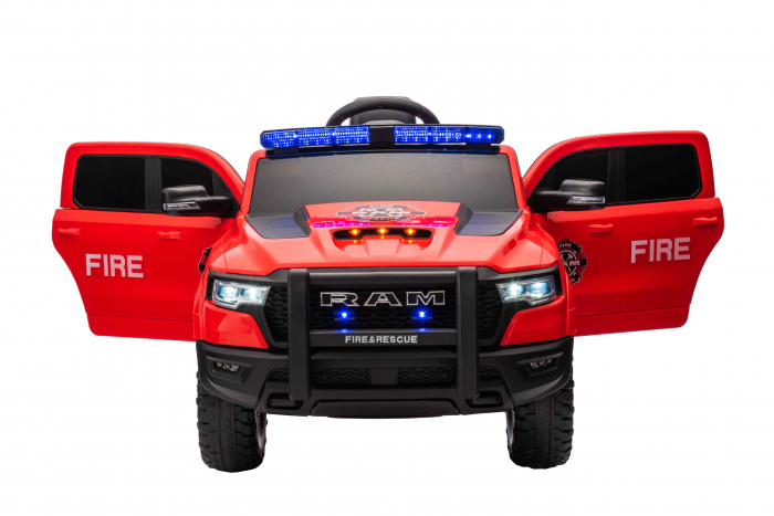 Masinuta electrica Premier RAM 1500 RHO Pompieri, 12V, roti cauciuc EVA, scaun piele ecologica, rosu [10]