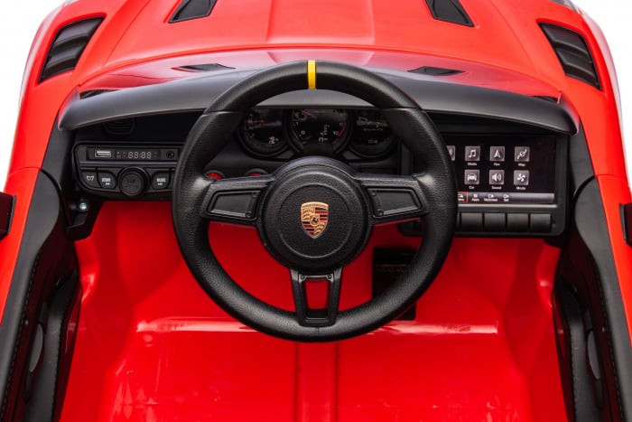 Masinuta electrica Premier Porsche Spyder 718 RS , 12V, roti cauciuc EVA, scaun piele ecologica, rosu [30]