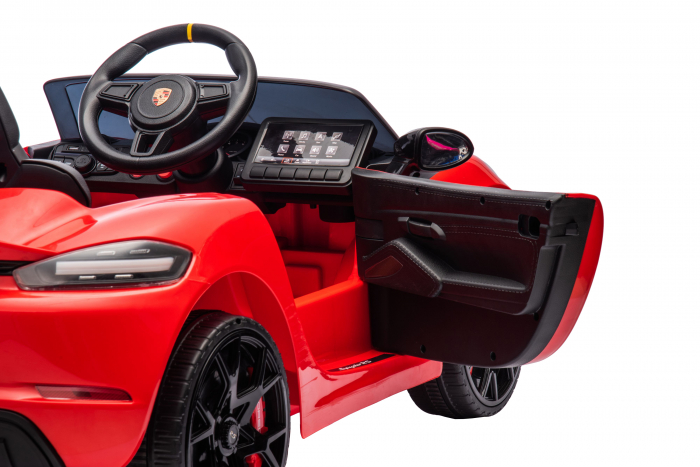 Masinuta electrica Premier Porsche Spyder 718 RS , 12V, roti cauciuc EVA, scaun piele ecologica, rosu [14]