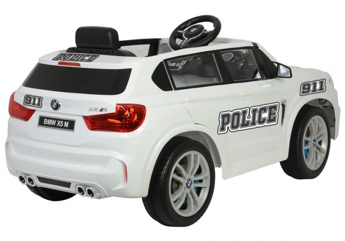 Masinuta electrica Premier BMW X5M Police, 12V, roti cauciuc EVA, scaun piele ecologica, alb [6]