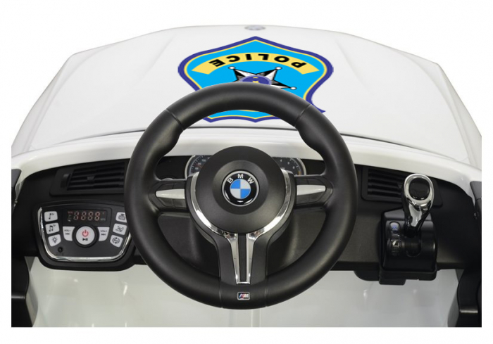 Masinuta electrica Premier BMW X5M Police, 12V, roti cauciuc EVA, scaun piele ecologica, alb [7]