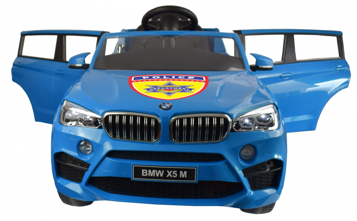 Masinuta electrica Premier BMW X5M Police, 12V, roti cauciuc EVA, scaun piele ecologica, albastru [9]
