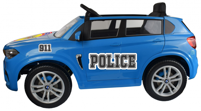 Masinuta electrica Premier BMW X5M Police, 12V, roti cauciuc EVA, scaun piele ecologica, albastru [5]