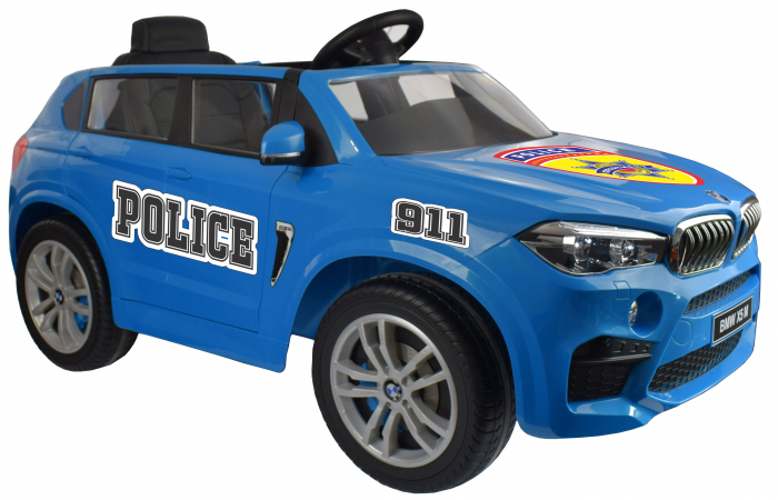 Masinuta electrica Premier BMW X5M Police, 12V, roti cauciuc EVA, scaun piele ecologica, albastru [3]