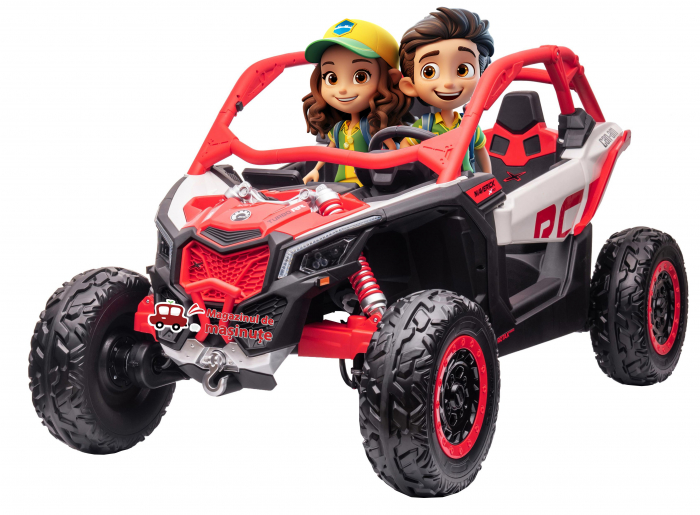 Masinuta UTV electric Premier 4x4 Can-Am Maverick Force RC, 2 locuri, 12V, roti cauciuc EVA, scaun piele ecologica, rosu [1]