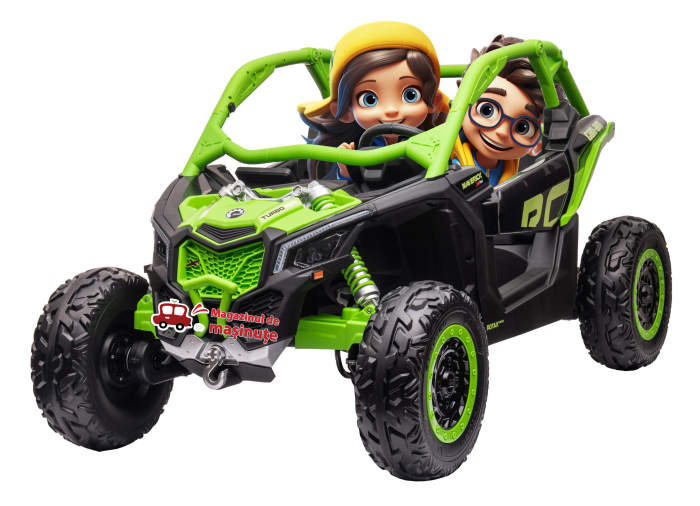 Masinuta UTV electric Premier 4x4 Can-Am Maverick Force RC, 2 locuri, 12V, roti cauciuc EVA, scaun piele ecologica, verde [1]