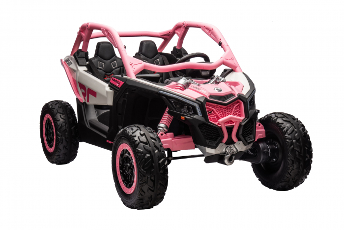 Masinuta UTV electric Premier 4x4 Can-Am Maverick Power RC, 2 locuri, 2 baterii 24V, roti cauciuc EVA, scaun piele ecologica, roz deschis [5]