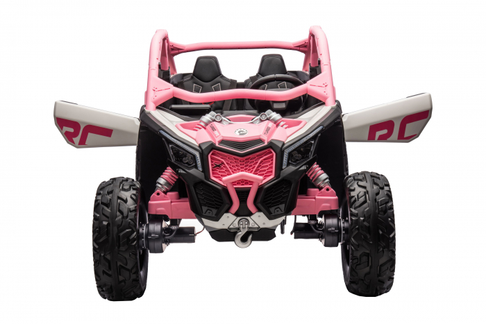 Masinuta UTV electric Premier 4x4 Can-Am Maverick Power RC, 2 locuri, 2 baterii 24V, roti cauciuc EVA, scaun piele ecologica, roz deschis [3]