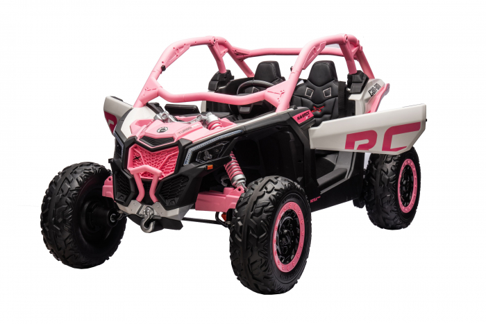Masinuta UTV electric Premier 4x4 Can-Am Maverick Power RC, 2 locuri, 2 baterii 24V, roti cauciuc EVA, scaun piele ecologica, roz deschis [7]