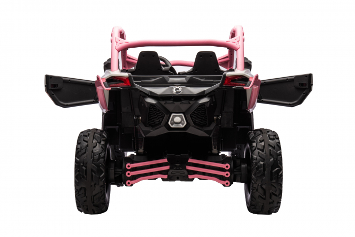 Masinuta UTV electric Premier 4x4 Can-Am Maverick Power RC, 2 locuri, 2 baterii 24V, roti cauciuc EVA, scaun piele ecologica, roz deschis [8]