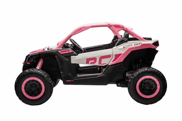 Masinuta UTV electric Premier 4x4 Can-Am Maverick Power RC, 2 locuri, 2 baterii 24V, roti cauciuc EVA, scaun piele ecologica, roz deschis [4]