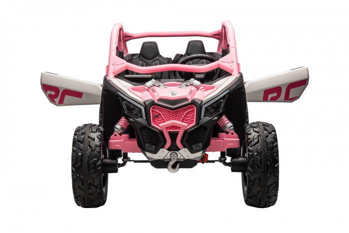 Masinuta UTV electric Premier 4x4 Can-Am Maverick Power RC, 2 locuri, 2 baterii 24V, roti cauciuc EVA, scaun piele ecologica, roz deschis [6]