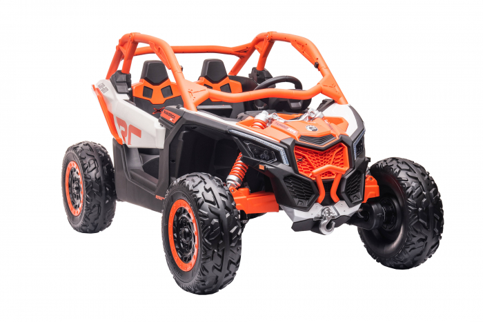 Masinuta UTV electric Premier 4x4 Can-Am Maverick Power RC, 2 locuri, 2 baterii 24V, roti cauciuc EVA, scaun piele ecologica, portocaliu [8]