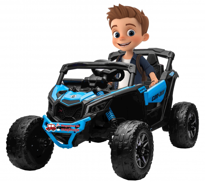 Masinuta UTV electric Premier 4x4 Can-Am Maverick Turbo, 1 loc, 24V, roti cauciuc EVA, scaun piele ecologica, albastru [1]
