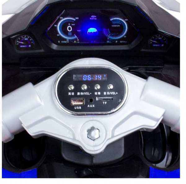 Motocicleta electrica cu 3 roti Premier Sport, 6V, 2 motoare, MP3, albastru [6]