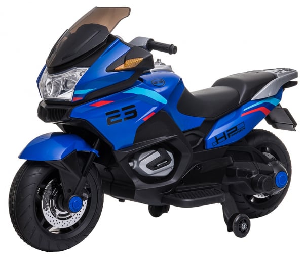 Motocicleta electrica cu 2 roti Premier Flash, 12V, roti cauciuc EVA, MP3, albastra [6]
