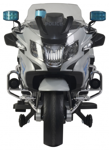 Motocicleta electrica de politie Premier BMW R1200 RT-P, 12V, girofar si sunete, roti ajutatoare, argintie [9]
