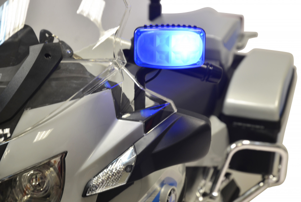 Motocicleta electrica de politie Premier BMW R1200 RT-P, 12V, girofar si sunete, roti ajutatoare, argintie [3]