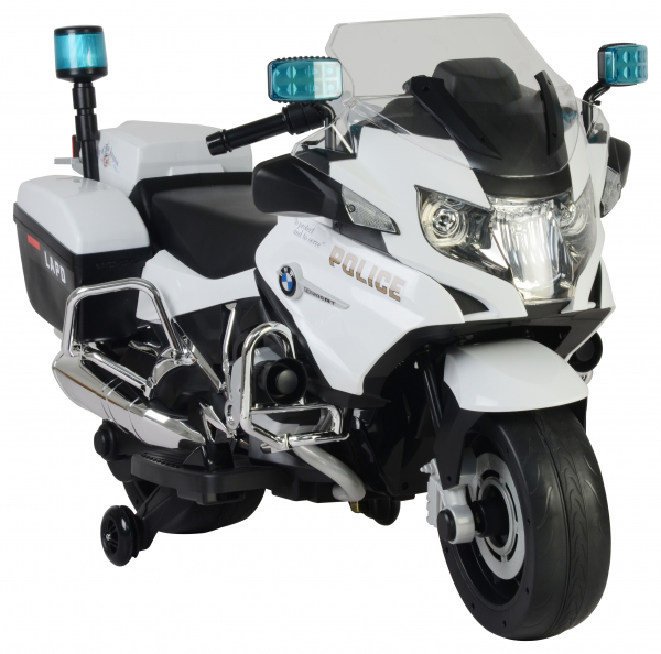 Motocicleta electrica de politie Premier BMW R1200 RT-P, 12V, girofar si sunete, roti ajutatoare, alba [7]