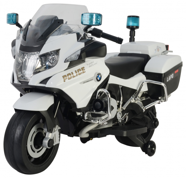 Motocicleta electrica de politie Premier BMW R1200 RT-P, 12V, girofar si sunete, roti ajutatoare, alba [3]
