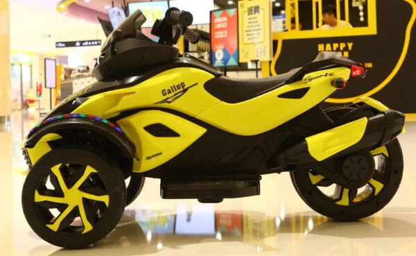 Trike electric Premier Eagle, 2 x 6V, lumini exterioare, 2 motoare, MP3, galben [2]