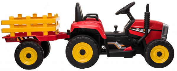 Tractor electric cu remorca Premier Farm, 12V, roti cauciuc EVA, rosu [3]