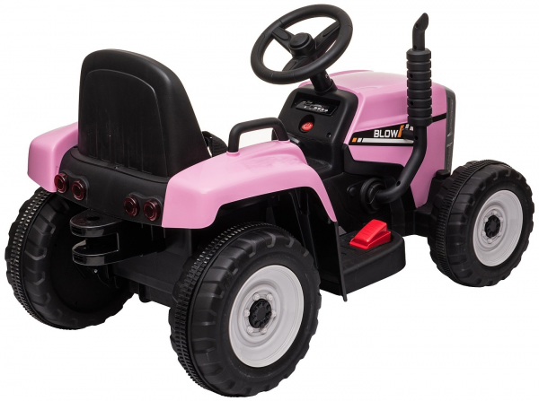 Tractor electric cu remorca Premier Farm, 12V, roti cauciuc EVA, roz [24]