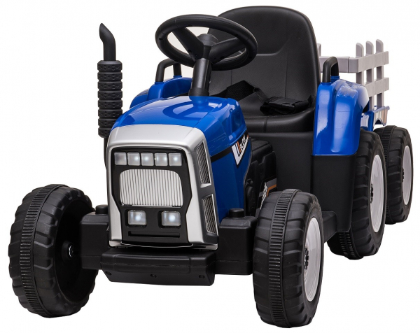 Tractor electric cu remorca Premier Farm, 12V, roti cauciuc EVA, albastru [3]
