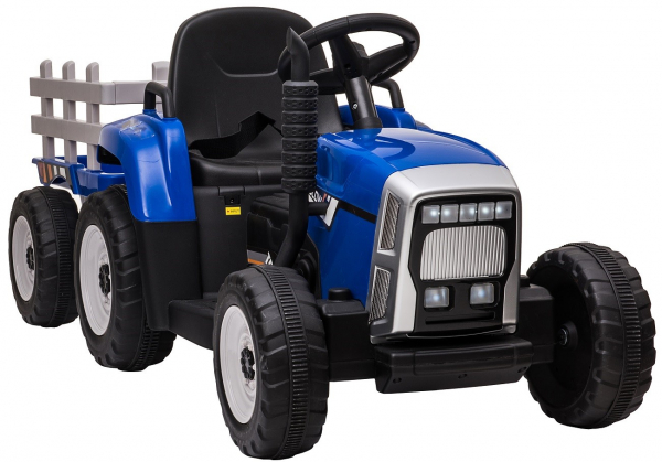 Tractor electric cu remorca Premier Farm, 12V, roti cauciuc EVA, albastru [17]