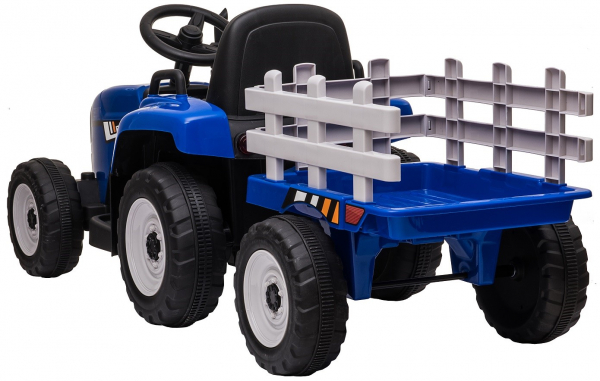 Tractor electric cu remorca Premier Farm, 12V, roti cauciuc EVA, albastru [10]