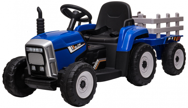 Tractor electric cu remorca Premier Farm, 12V, roti cauciuc EVA, albastru [1]