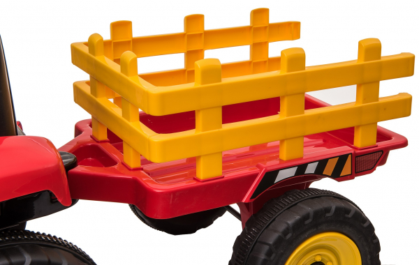 Tractor electric cu remorca Premier Farm, 12V, roti cauciuc EVA, rosu [18]
