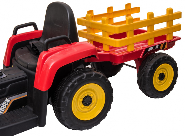 Tractor electric cu remorca Premier Farm, 12V, roti cauciuc EVA, rosu [19]