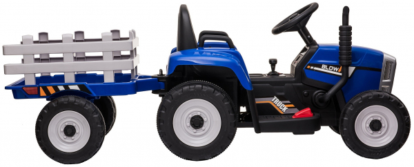 Tractor electric cu remorca Premier Farm, 12V, roti cauciuc EVA, albastru [13]