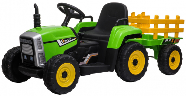 Tractor electric cu remorca Premier Farm, 12V, roti cauciuc EVA, verde [6]