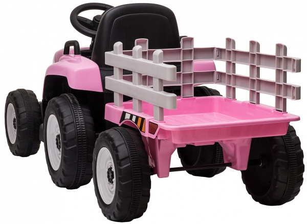 Tractor electric cu remorca Premier Farm, 12V, roti cauciuc EVA, roz [11]