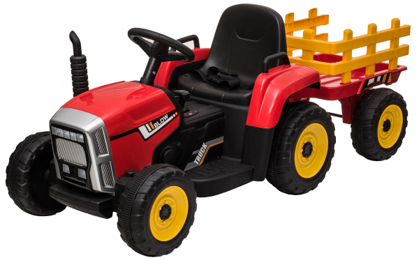 Tractor electric cu remorca Premier Farm, 12V, roti cauciuc EVA, rosu [2]