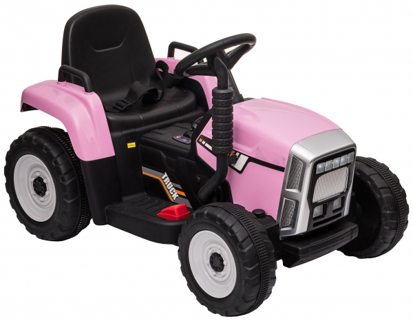 Tractor electric cu remorca Premier Farm, 12V, roti cauciuc EVA, roz [23]
