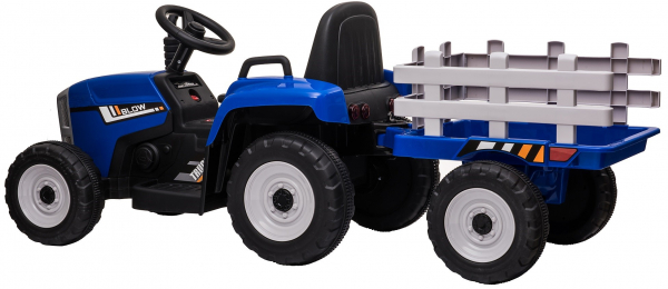 Tractor electric cu remorca Premier Farm, 12V, roti cauciuc EVA, albastru [7]