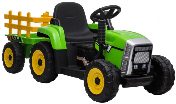 Tractor electric cu remorca Premier Farm, 12V, roti cauciuc EVA, verde [14]