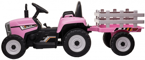 Tractor electric cu remorca Premier Farm, 12V, roti cauciuc EVA, roz [7]