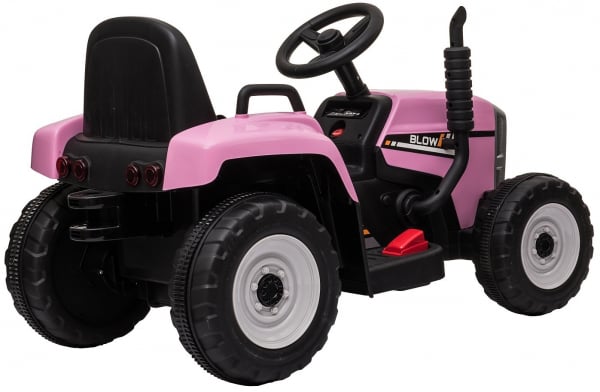 Tractor electric cu remorca Premier Farm, 12V, roti cauciuc EVA, roz [24]