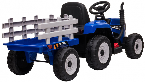 Tractor electric cu remorca Premier Farm, 12V, roti cauciuc EVA, albastru [8]