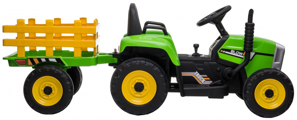 Tractor electric cu remorca Premier Farm, 12V, roti cauciuc EVA, verde [13]
