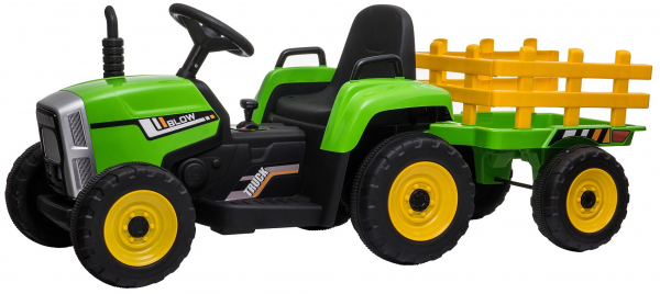 Tractor electric cu remorca Premier Farm, 12V, roti cauciuc EVA, verde [6]