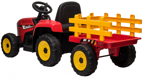 Tractor electric cu remorca Premier Farm, 12V, roti cauciuc EVA, rosu [44]
