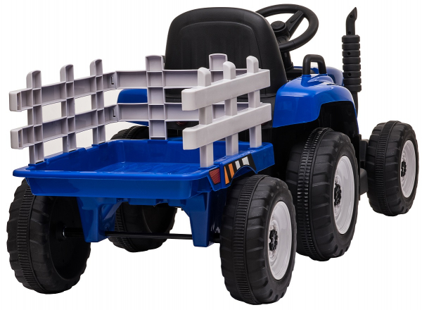 Tractor electric cu remorca Premier Farm, 12V, roti cauciuc EVA, albastru [12]